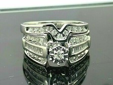 1Ct White Round Cut Stone Engagement Wedding Ring Set Solid 925 Sterling Silver