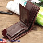 Men's Bifold Leather Card Holder Wallet Convenient Purse with Flap Coin Pocket