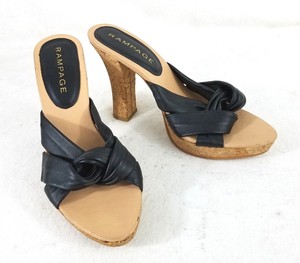 black cork heeled sandals