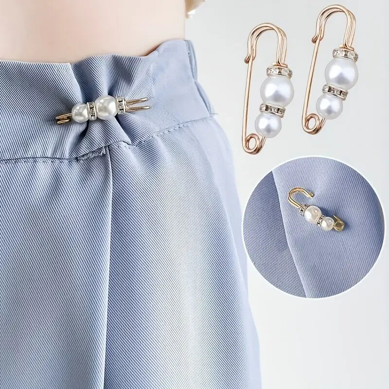 Faux Pearl Embellished Trousers Waist Pin Set of 2