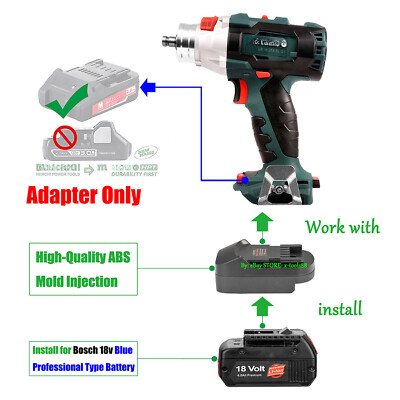 1x Adapter for Bosch 18V Battery, fits Metabo (Not HPT) 18V Older 5-PIN Tools