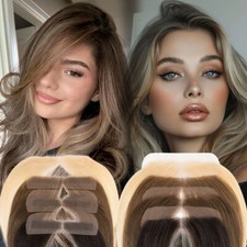 Forehead Hairline Toupee Human Hair Skin Lace Hairpieces Hair Topper Wigs Brown