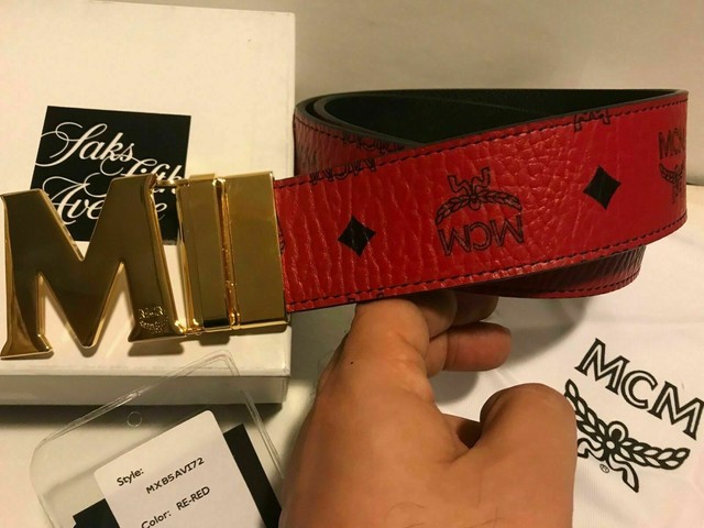 red mcm belt cheap