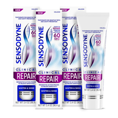 Sensodyne Clinical Repair Whiten Shine Toothpaste For Sensitivity Relief 3.4 Oz