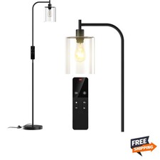 Industrial Floor Lamp with Glass Shade, Modern Dimmable Floor lamp with Remot...