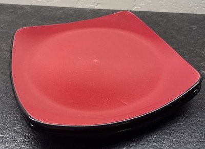 Set Of 2 Corelle Hearthstone Chili Red Square Dinner Plates Stoneware 11.5 