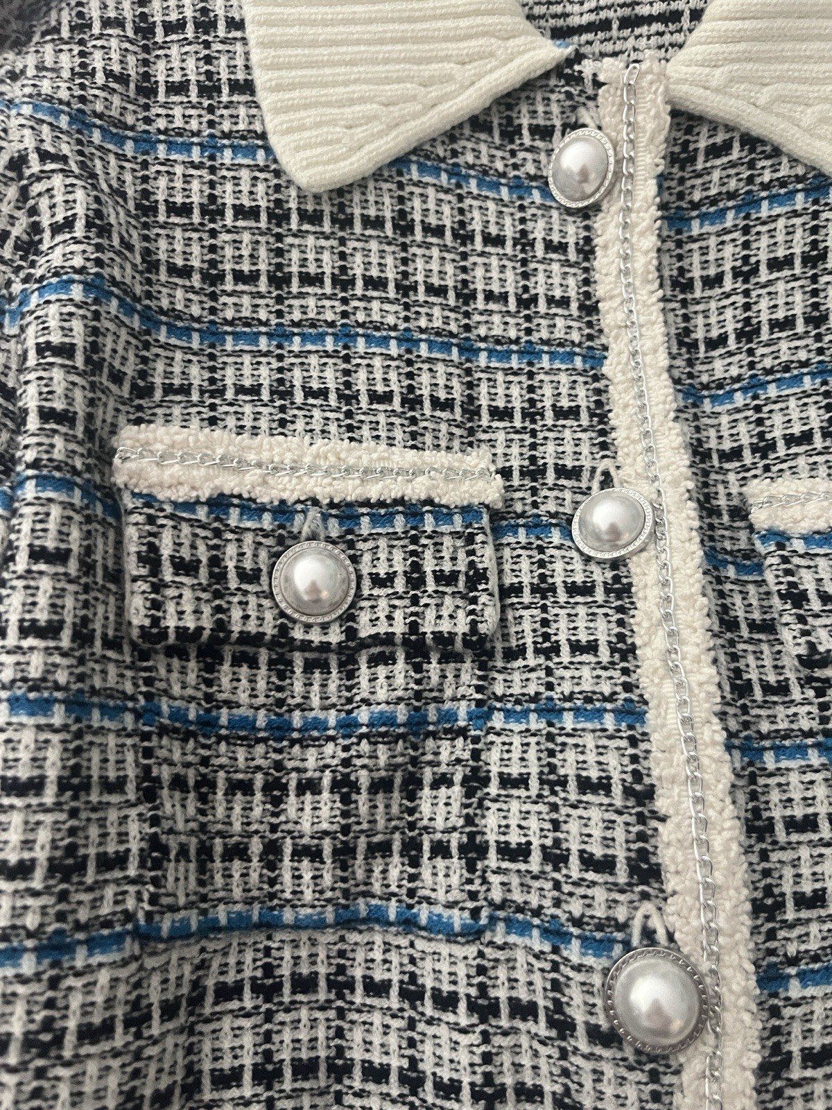 Talbots Tweed Button Down Sweater With Collar siz… - image 3