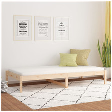 Day Bed Solid Pine Natural Finish 90 x 190 cm Single Daybed Frame plus Storage.