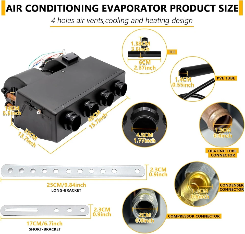 A/C Air Conditioning Evaporator,12V Universal Underdash Auxiliary Heating & Cool - Image 2 of 4