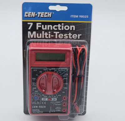 CEN-TECH 7 Function Digital Multimeter with Leads 98025 Tester Fuse Protected
