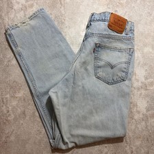 Vintage Levis 550 Relaxed Fit Leg Light Wash Distressed Denim Jeans Mens 36x32