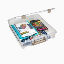 ArtBin Super Satchel 1 Compartment Box Clear Craft Organizer 1 Pack, Gold