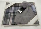 NIOB 9 West Women Blush Multi Scarf & Faux Fur Pom Beanie Set — photo 2