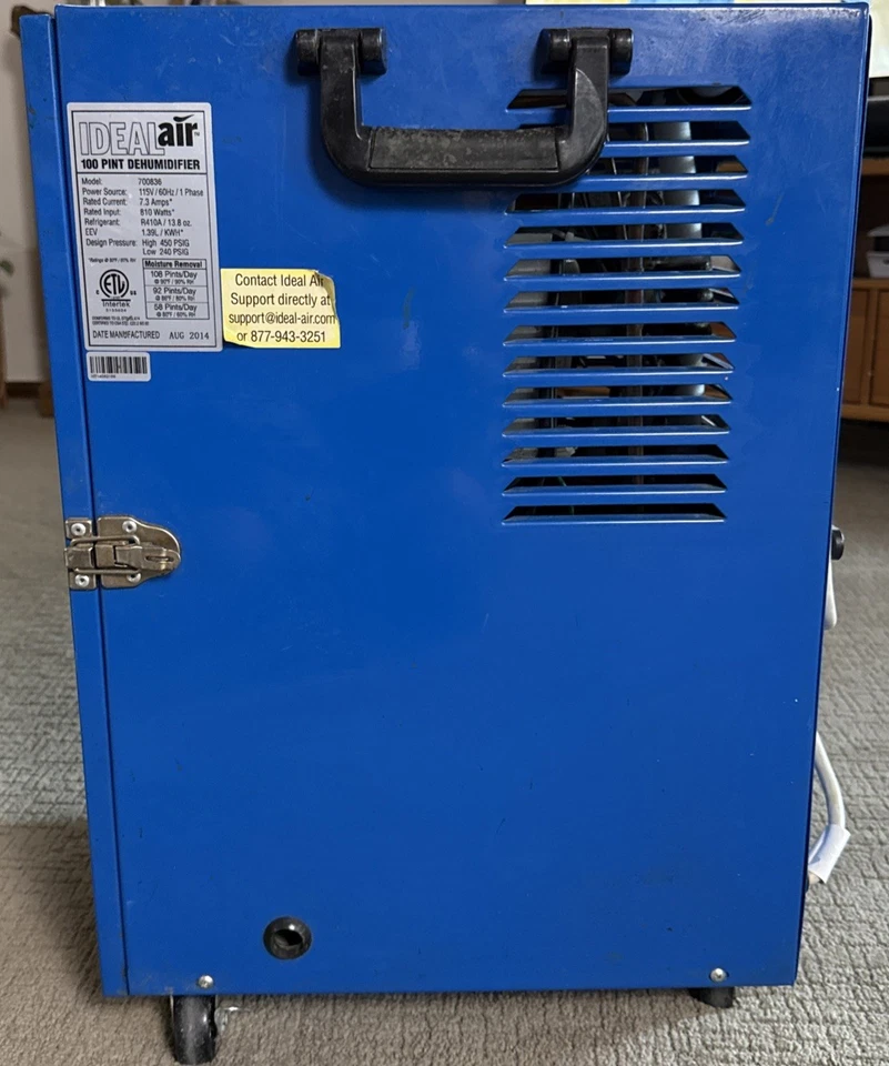 Deshumidificador de aire ideal de grado comercial 700836 hasta 100 pintas por día probado Foto 3 de 4