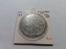 A3 Egypt 1916 Silver 20 Piastres