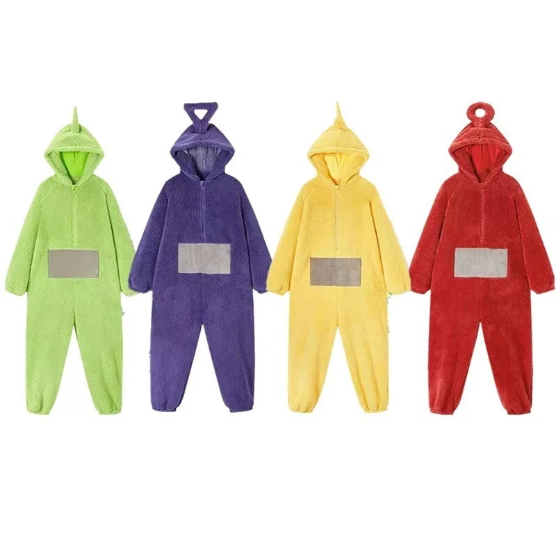Adult Teletubbies Costume Disi Onesis Lala Cosplay Christmas Jumpsuit Pajama XL@ - Image 2 of 4