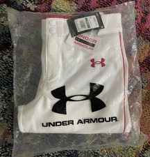 Under Armour Boys YLG Utility Pro Piped Baseball Pants White Red NWT