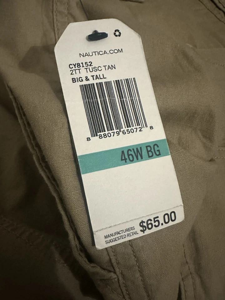 NAUTICA Big & Tall Cargo Shorts Tusc Tan Size 46BG MSRP $65 NWT - Image 3 of 4