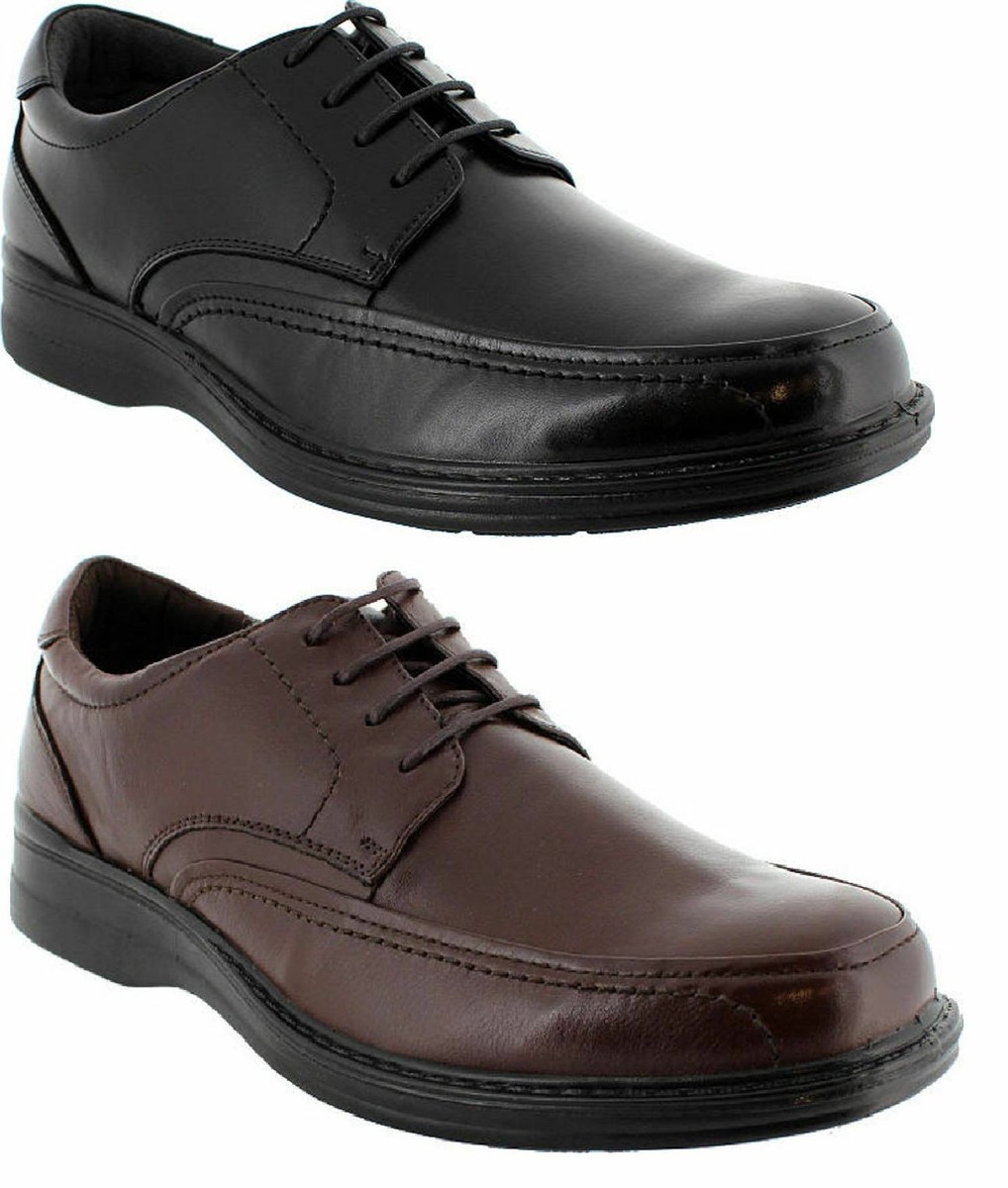 Mens Hush Puppies Torpedo Black Teak Mahogany Leather Extra Wide