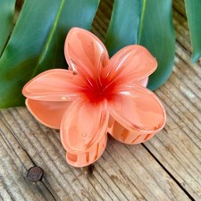 Coral 2 Tone Plumeria Flower Claw Clip - Hair Clips for Women - Claw Clips