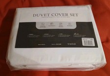 Image of Luxury White Duvet Cover SET Stripe Quilt Cover Pillowcases Super KING