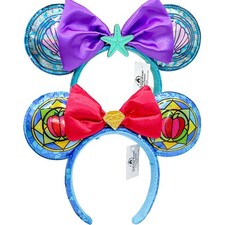 Disney- Loungefly Stained Glass Snow White Mermaid Ariel Minnie Ears Headband