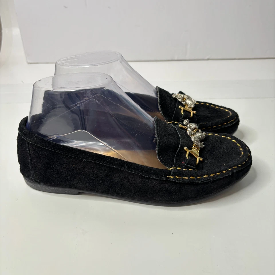 De Colección Mocasines de Gamuza Negros Caniche Perro Dijes Mujeres 7 Diseñador Extravagantes Zapatos de Cuero Foto 3 de 4