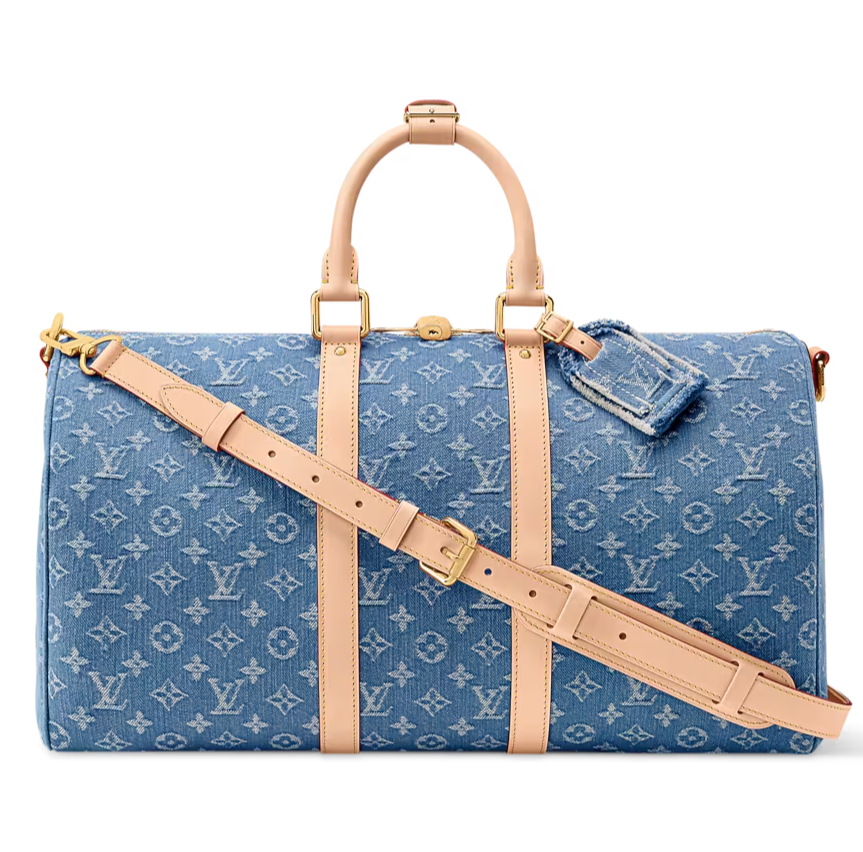 NEW Louis Vuitton Keepall Bandouliere 45 Denim Boston Bag Blue