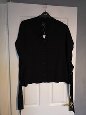 COS Size Medium Black Button Up Cape Cardi Pure Cotton Side Tie BNWT Free Post
