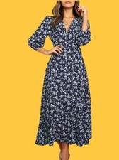 Ditsy Floral Lantern Long Sleeve Dress By Clicks Trends