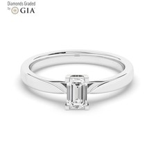 Emerald Diamond Engagement Ring Platinum Natural 0.75 Ct Solitaire