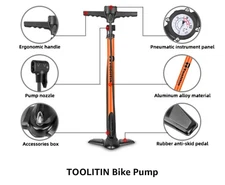 Bike Pump with Gauge,High Pressure,Floor Bicycle Pump Road Bike,MTB,Hybrid,Balls