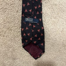 Vintage Polo Ralph Lauren Black Geometric Handmade Silk Tie Made In The USA