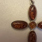 Vintage Valerio 888 V8 Poland .925 Sterling Silver Baltic Amber Cross Pendant — photo 2