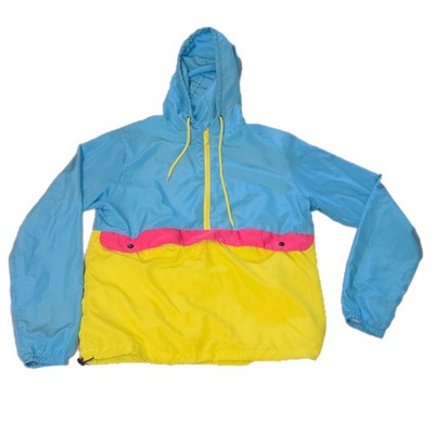 Black Jack 1999 USA Windbreaker Women M Surfer Neon Color Block Pullover Hoodie