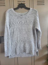 American Eagle Sweater Women Gray Large Small Knit Long Sleeve Crew Neck