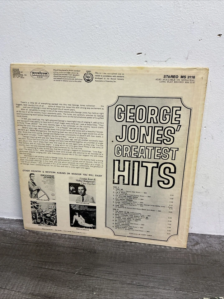 George Jones' Greatest Hits [Vinyl, 1967 Musicor] - Image 3 of 4