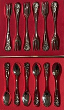 WMF ANTIK ROSE -  90er Silber versilbert 6 Kuchengabeln und 6 Kaffeelöffel