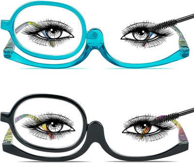 2 Pack Makeup Reading Glasses for Women Magnifying Flip down Cosmetic Readers wi
