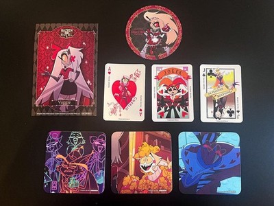 Hazbin Hotel Postkarte Aufkleber Untersetzer Set Authentisch Pop Up Cafe Bonus