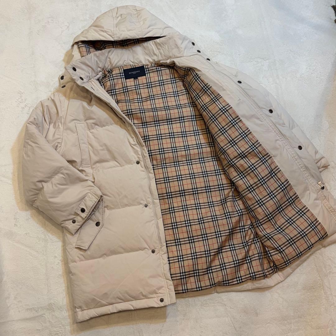 Burberry Nova Check Down Coat Beige Hooded Size L rare Men's From Japan thumbnail 16