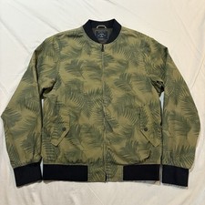 Scotch And Soda Men s Palm Print Bomber Jacket Sz L Leaves Green