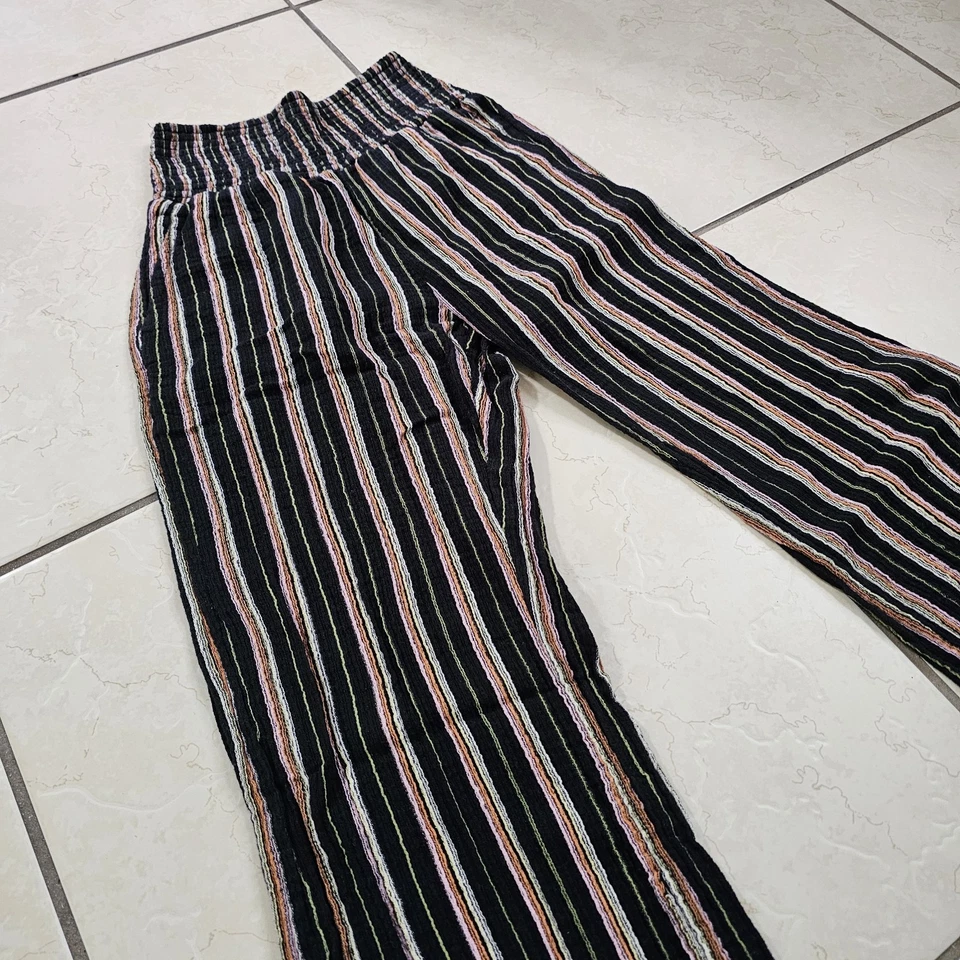 Billabong New Waves 2 Elastic Waist Pants Women's Red Pink Black Striped Size M - Image 3 of 4