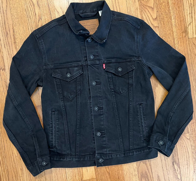 Levi's Premium Black Denim Trucker Jacket Size Small