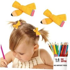 2Pcs Yellow Pencil Hair Bow for Girls Back to School Hair Bows for Girls