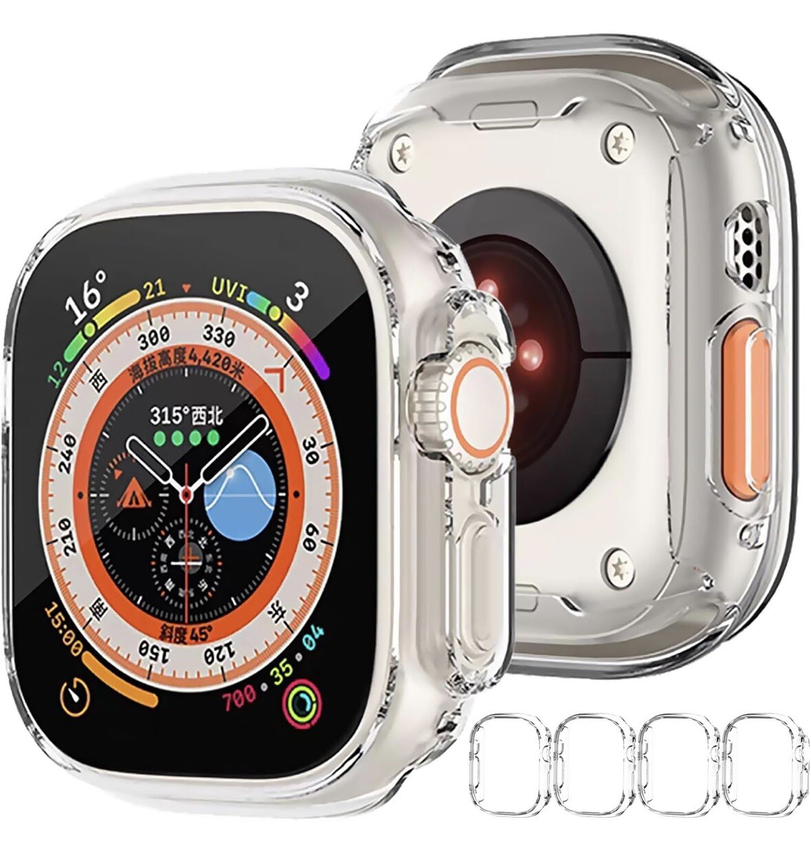 4-Pack Apple Watch Ultra Slim 49mm Protective Case-Soft HD Protector&Anti Fall B