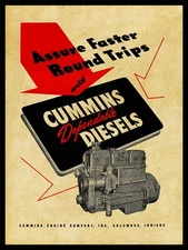 1946 Cummins Dependable Diesel Engines NEW Metal Sign: Assure Faster Round Trips