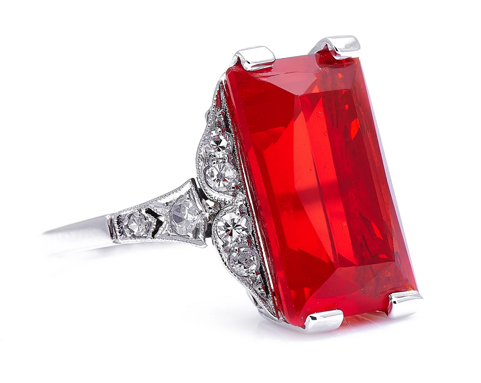 Fantastic Rectangle Shape Deep Orange Red 4.06CT Ruby With Shiny