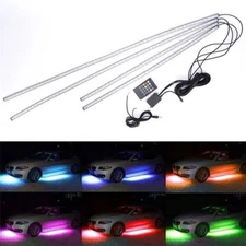 4PCS Waterproof RGB Car LED Under Tube Lamp Strip Underbody Glow Neon Lights Kit