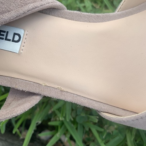 Karl Lagerfeld Shoes Racha Strappy Ankle Tie Beige Nude Suede Block Size 7.5 M - Picture 7 of 8